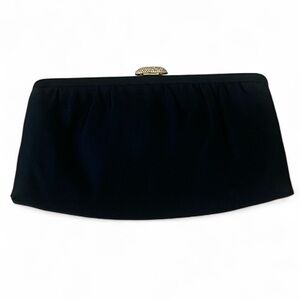 VINTAGE BLACK 100% SILK MORRIS MOSKOWITZ MM HANDBAG WITH CRYSTAL CLASP